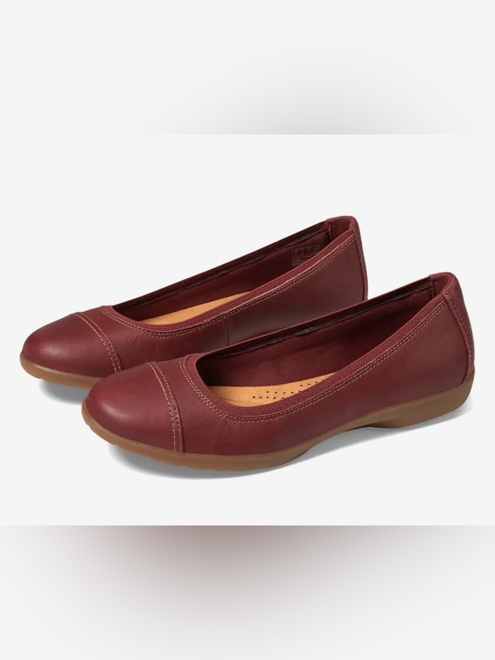 Clarks Collection Meadow Opal women's ballet flats in a chestnut leather size 12